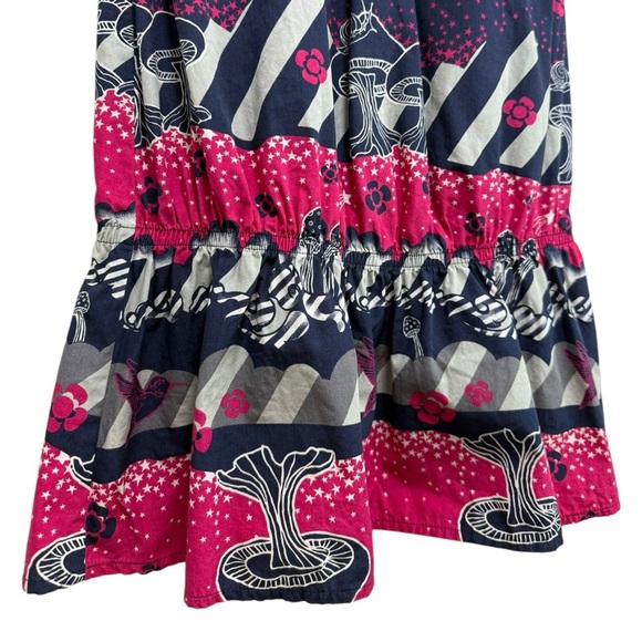DKNY Mushroom Print Babydoll Dress Size Small Cotton Navy Pink Y2K - Picture 8 of 9